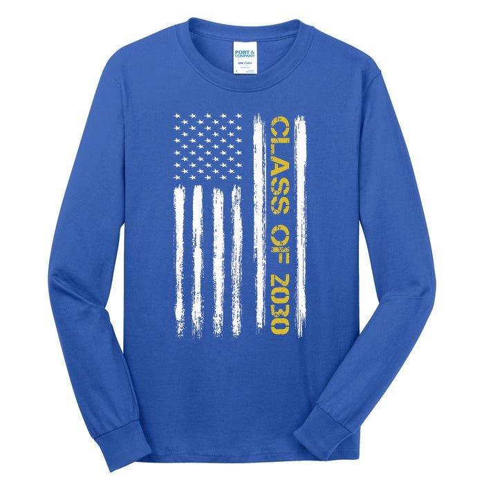 Senior Class Of 2030 Patriotic American Flag Graduation Gift Tall Long Sleeve T-Shirt