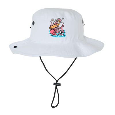 Surfing Cute Octopus Attacks Surfers Funny Skeleton Holiday Gift Bucket Hat