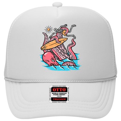 Surfing Cute Octopus Attacks Surfers Funny Skeleton Holiday Gift Trucker Hat