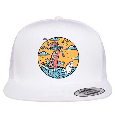 Surfing Cute Octopus Attacks Surfers In The Sea Holiday Gift Flatbill Hat