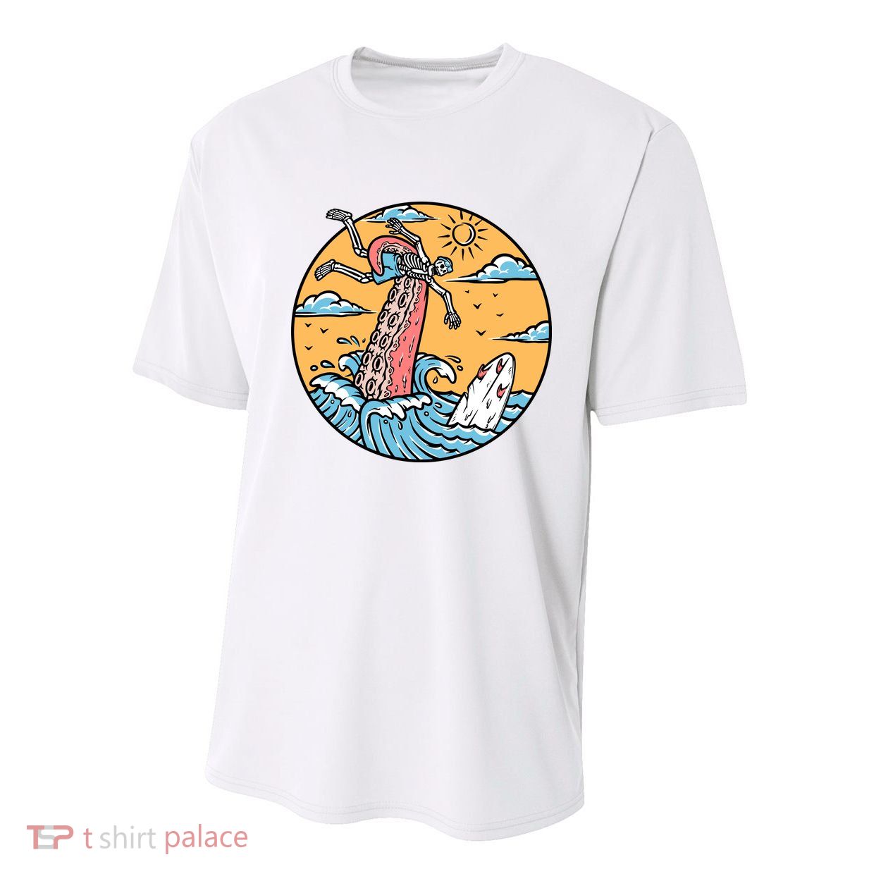 Surfing Cute Octopus Attacks Surfers In The Sea Holiday Gift Youth Performance Sprint T-Shirt