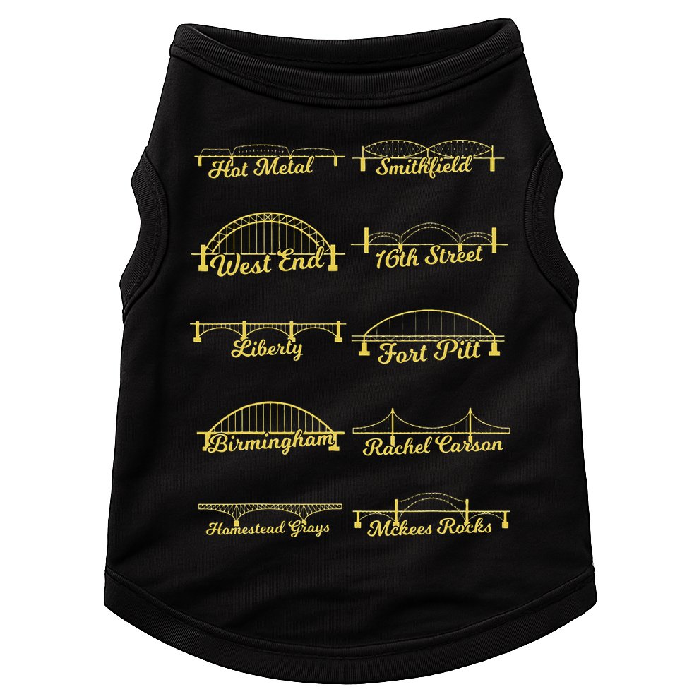 Steel City of Pittsburgh Bridges 412 Black and Yellow PGH Doggie Tank