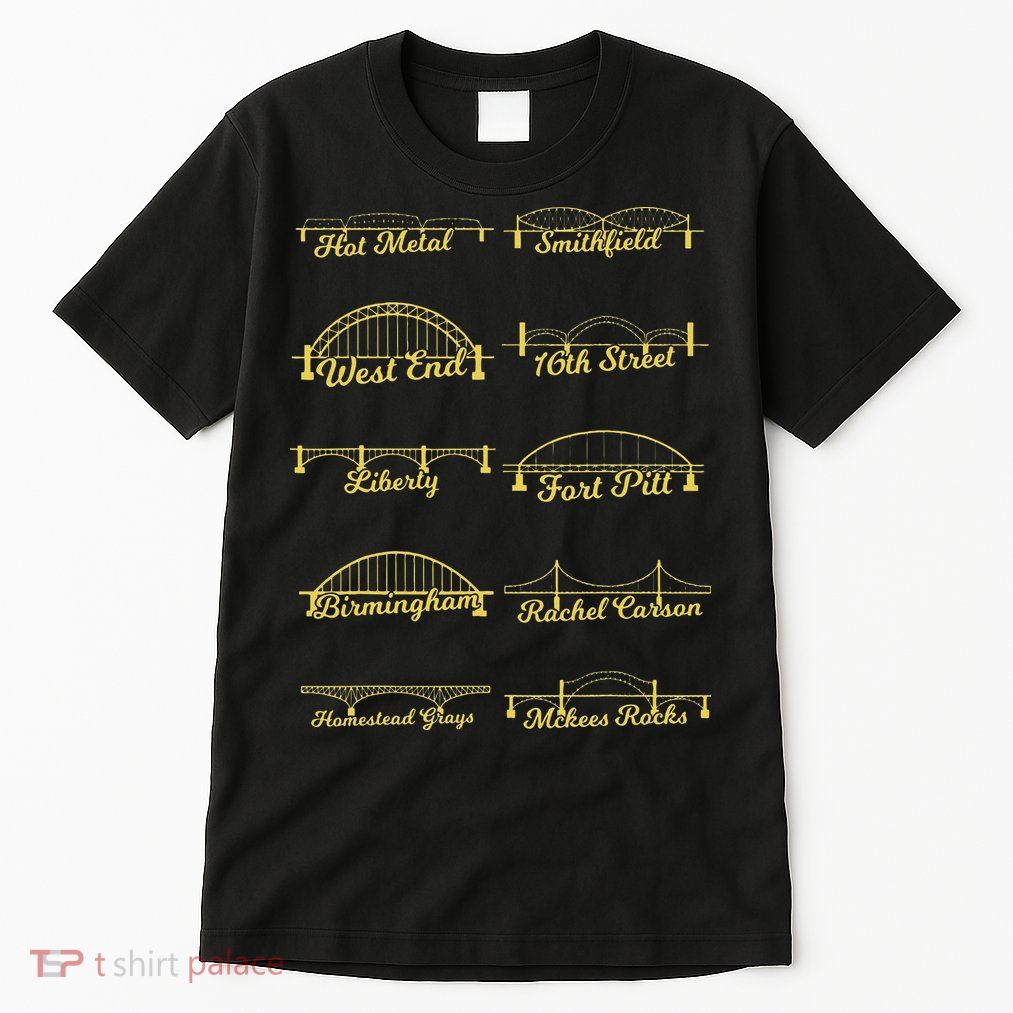 Steel City of Pittsburgh Bridges 412 Black and Yellow PGH Tall T-Shirt