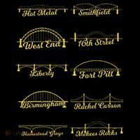 Steel City of Pittsburgh Bridges 412 Black and Yellow PGH Tall T-Shirt