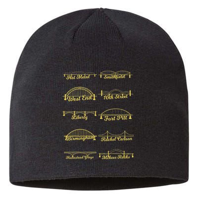 Steel City of Pittsburgh Bridges 412 Black and Yellow PGH Sustainable Beanie