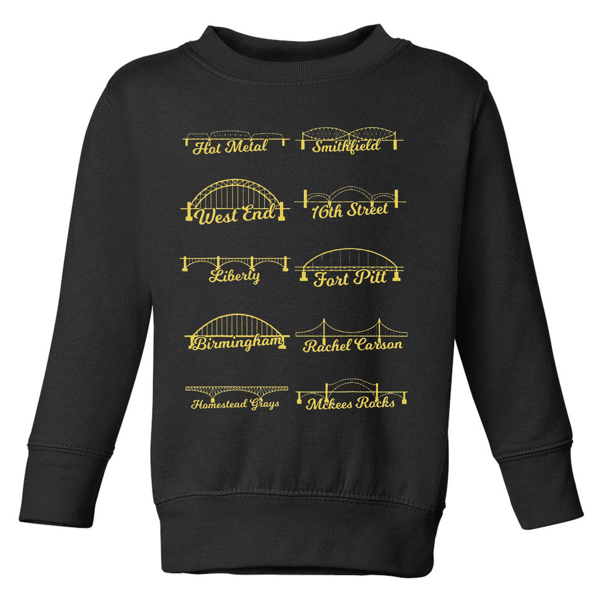 Steel City of Pittsburgh Bridges 412 Black and Yellow PGH Toddler Sweatshirt