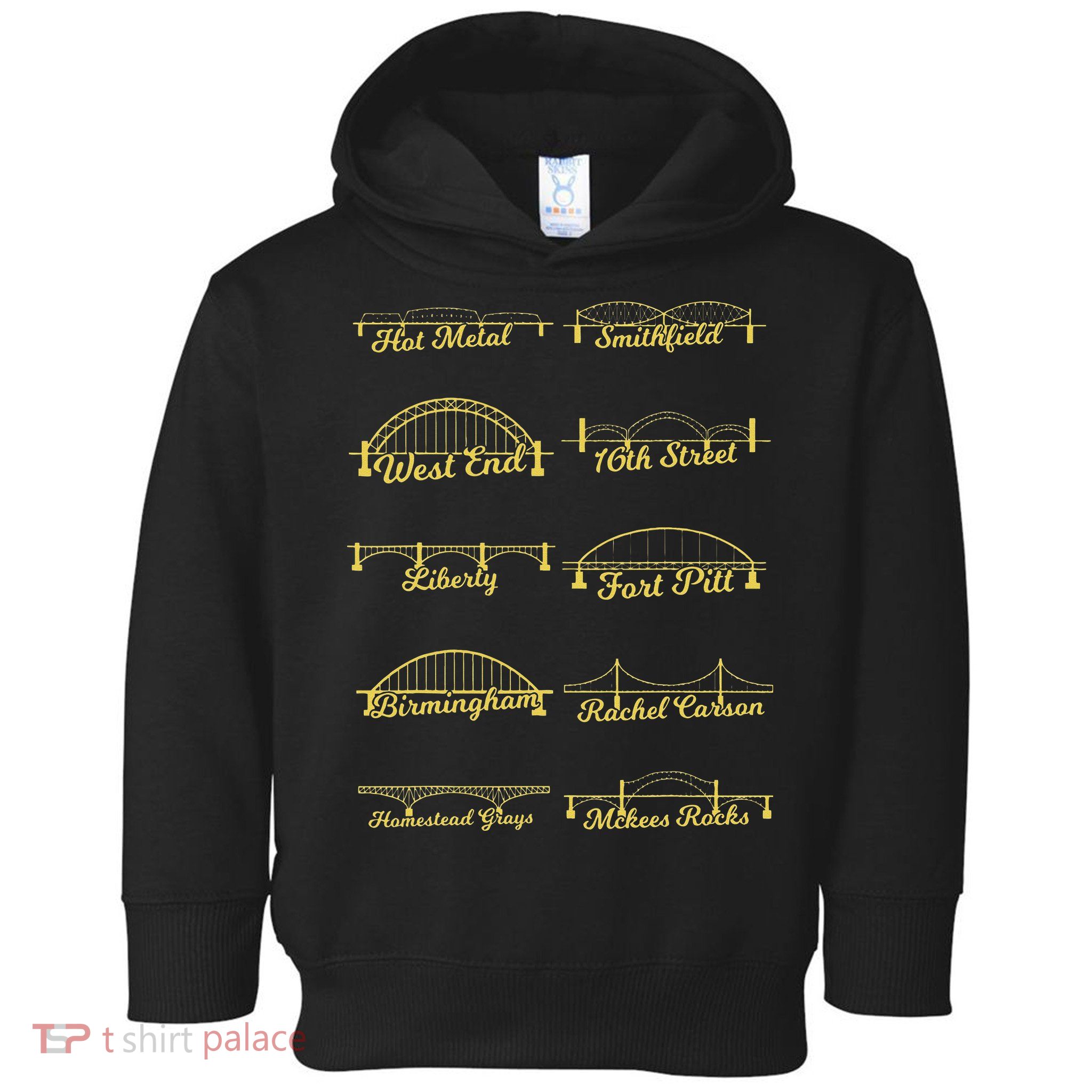 Steel City of Pittsburgh Bridges 412 Black and Yellow PGH Toddler Hoodie