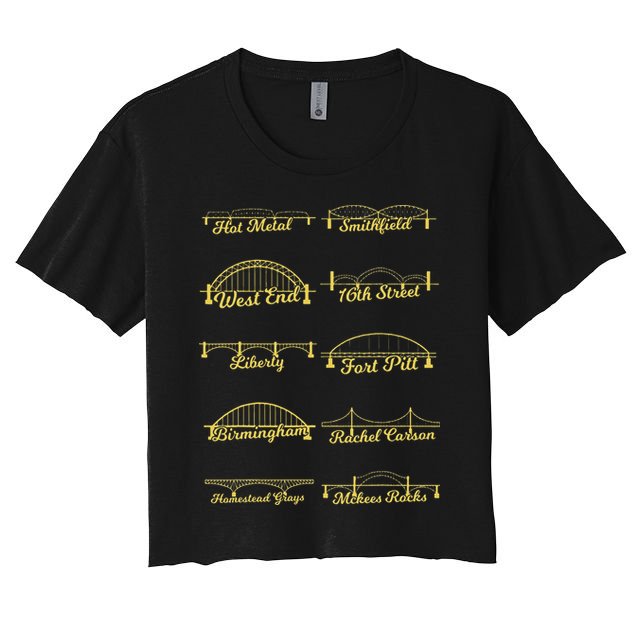 Steel City of Pittsburgh Bridges 412 Black and Yellow PGH Crop Top