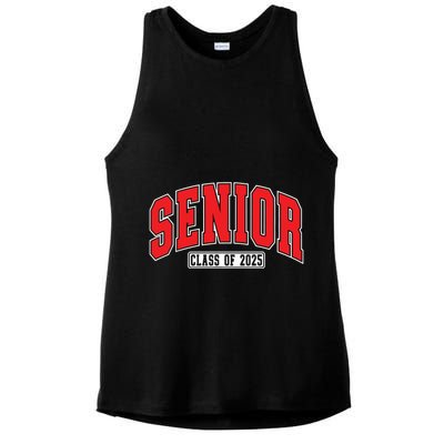 Senior Class Of 2025 High School Year College Graduation Red Ladies PosiCharge Tri-Blend Wicking Tank