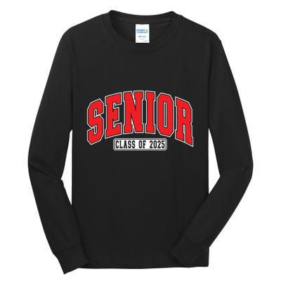 Senior Class Of 2025 High School Year College Graduation Red Tall Long Sleeve T-Shirt