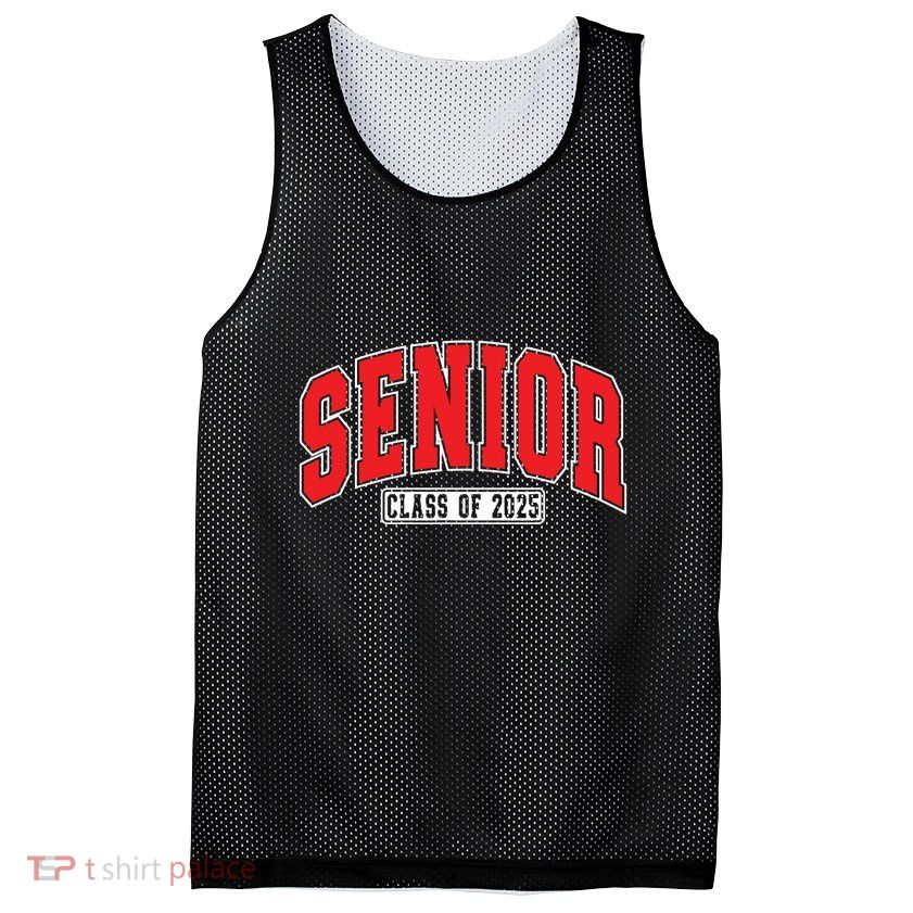 Senior Class Of 2025 High School Year College Graduation Red Mesh Reversible Basketball Jersey Tank