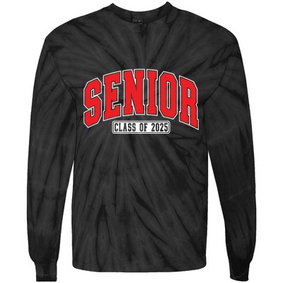Senior Class Of 2025 High School Year College Graduation Red Tie-Dye Long Sleeve Shirt