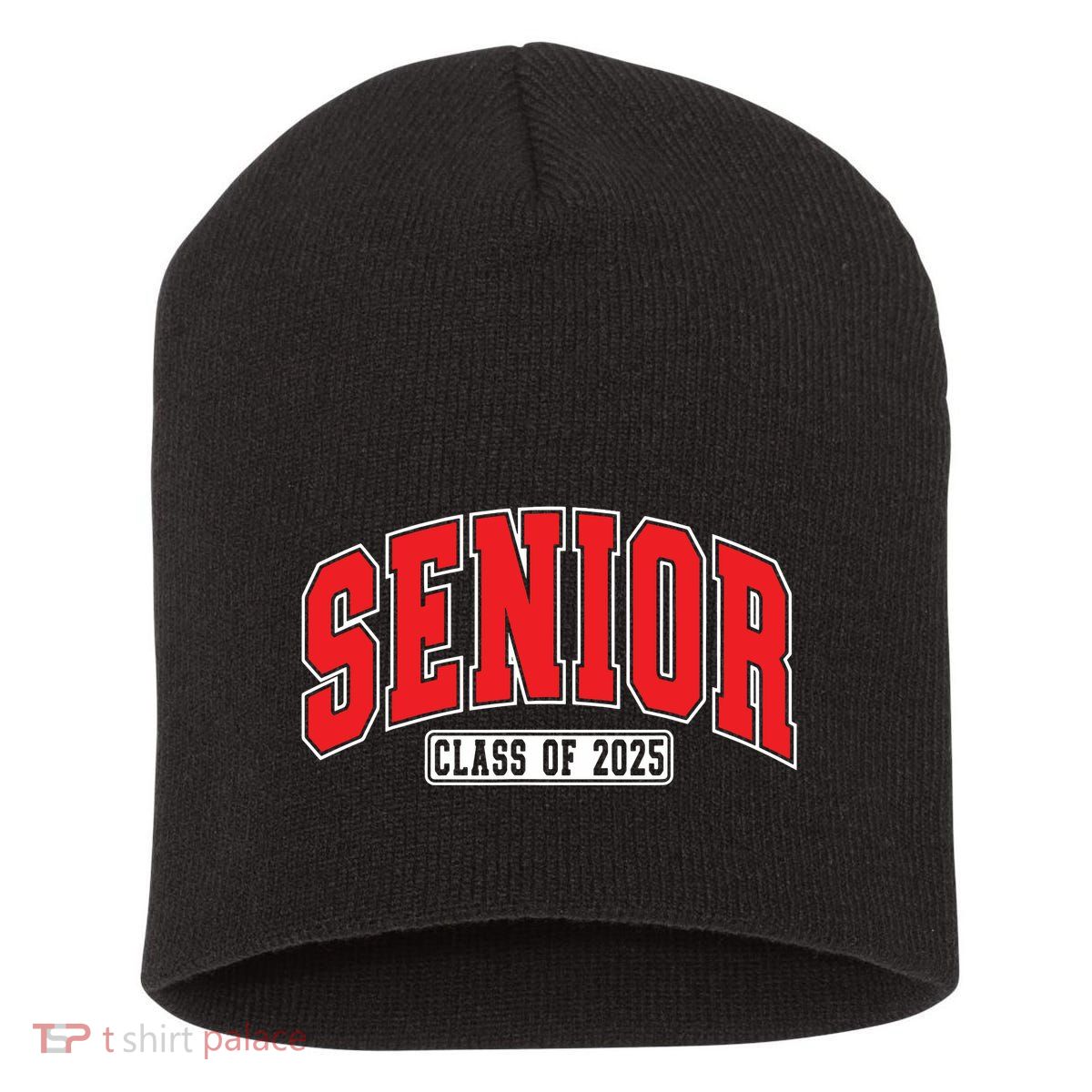 Senior Class Of 2025 High School Year College Graduation Red Short Acrylic Beanie