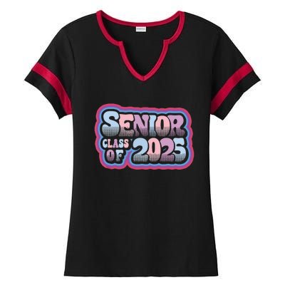 Senior Class Of 2025 Retro Design Boy Or Girl Ladies Halftime Notch Neck Tee