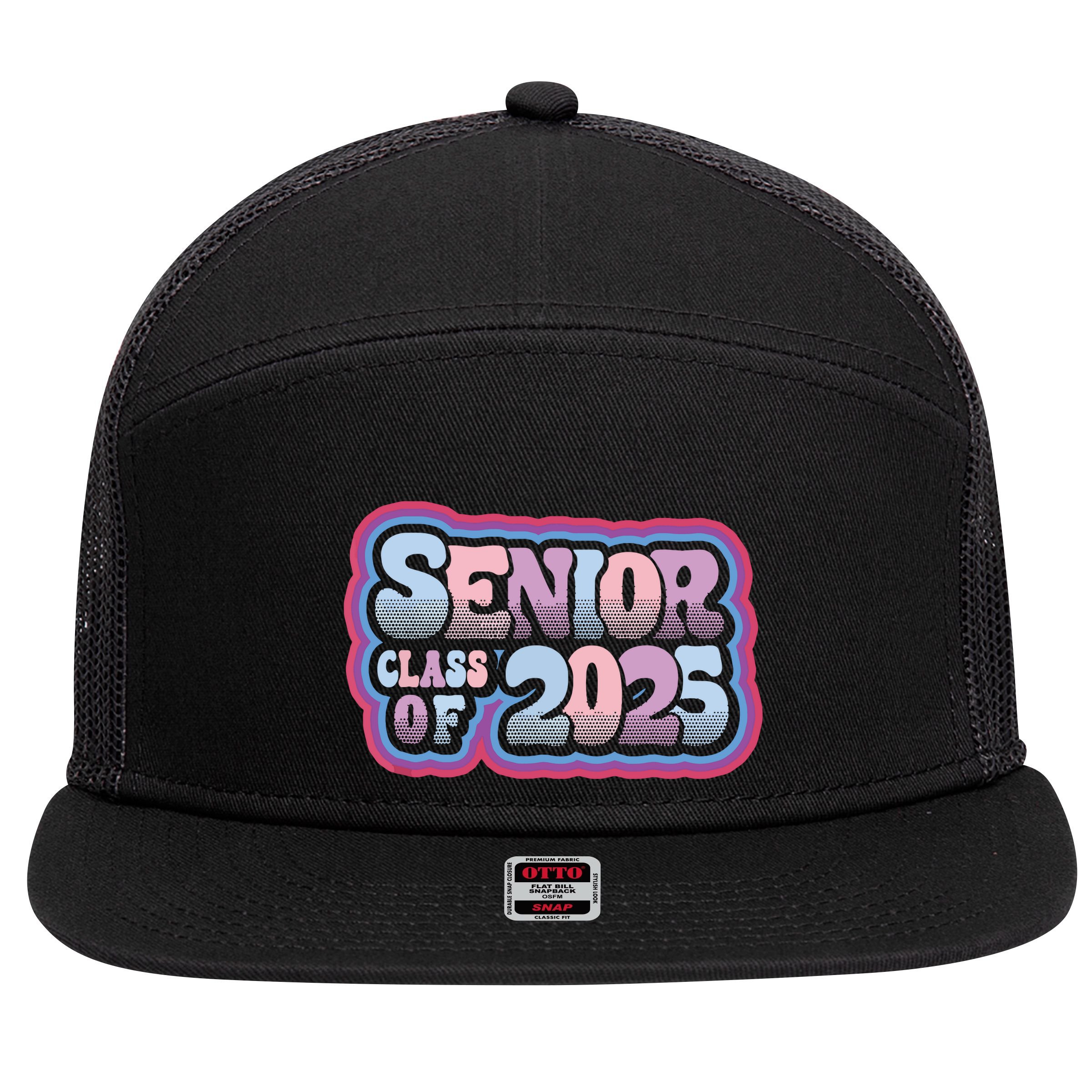 Senior Class Of 2025 Retro Design Boy Or Girl 7 Panel Mesh Trucker Snapback Hat