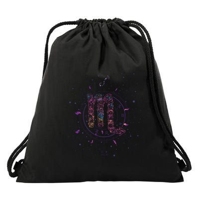 Scorpio Floral Zodiac Drawstring Bag