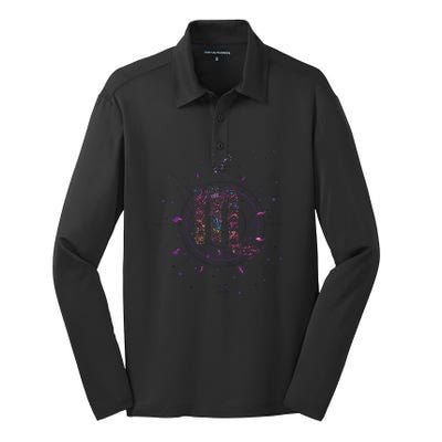 Scorpio Floral Zodiac Silk Touch Performance Long Sleeve Polo