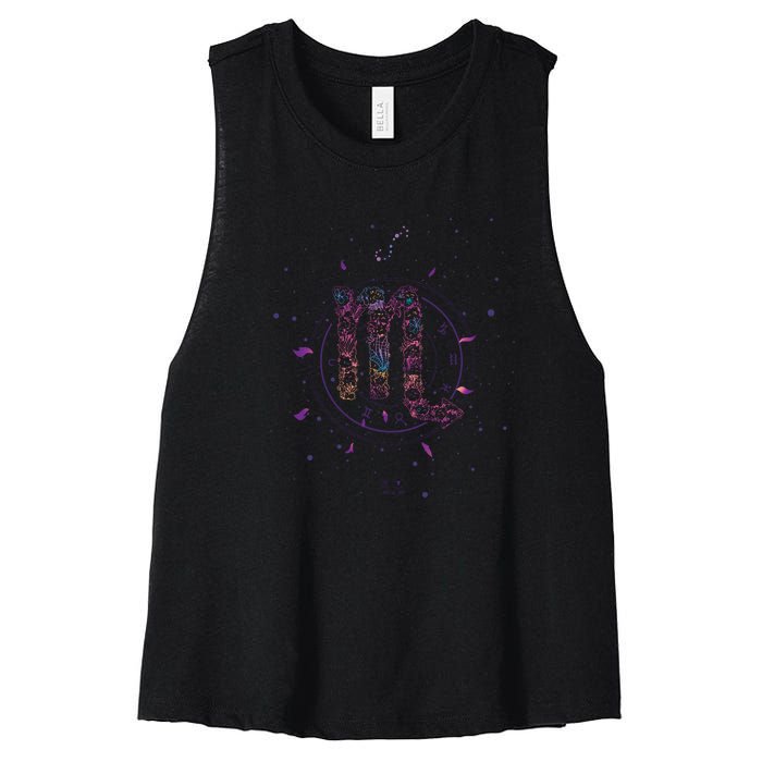 Scorpio Floral Zodiac Women's Racerback Cropped Tank