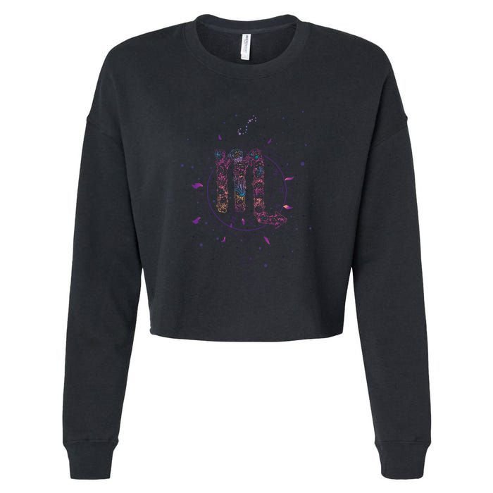 Scorpio Floral Zodiac Cropped Pullover Crew