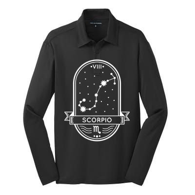 Scorpio Zodiac Symbol Design Silk Touch Performance Long Sleeve Polo