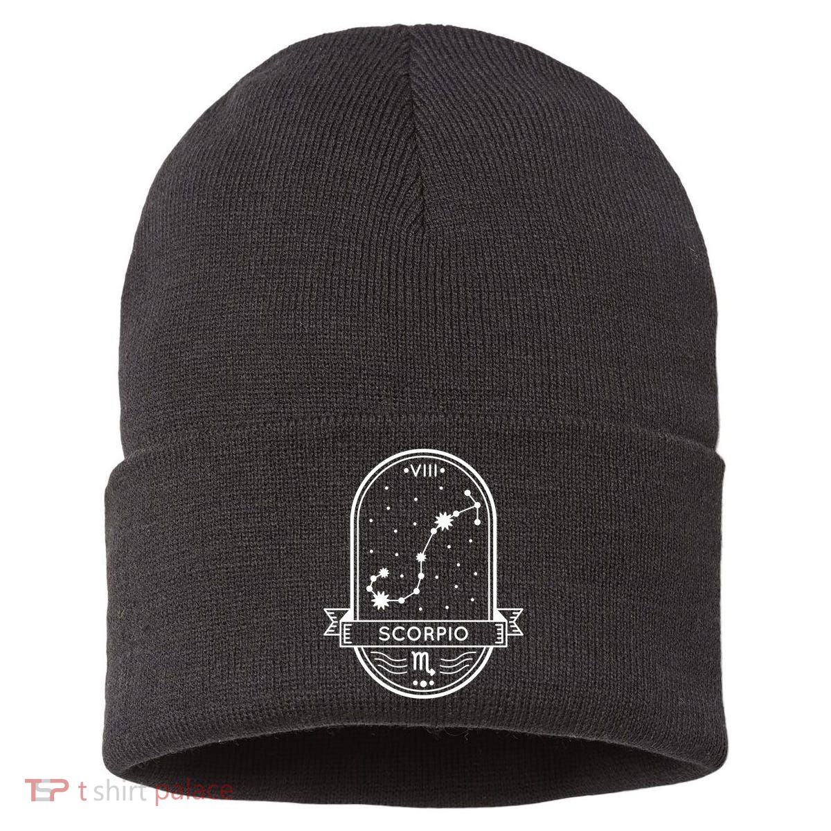 Scorpio Zodiac Symbol Design Sustainable Knit Beanie