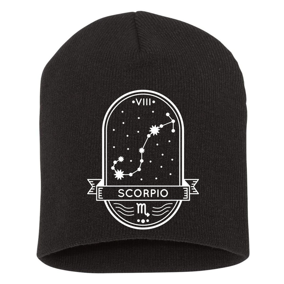 Scorpio Zodiac Symbol Design Short Acrylic Beanie