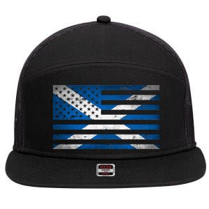 Scottish American Flag 7 Panel Mesh Trucker Snapback Hat