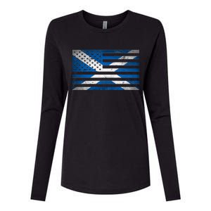 Scottish American Flag Womens Cotton Relaxed Long Sleeve T-Shirt