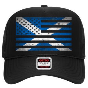 Scottish American Flag High Crown Mesh Back Trucker Hat