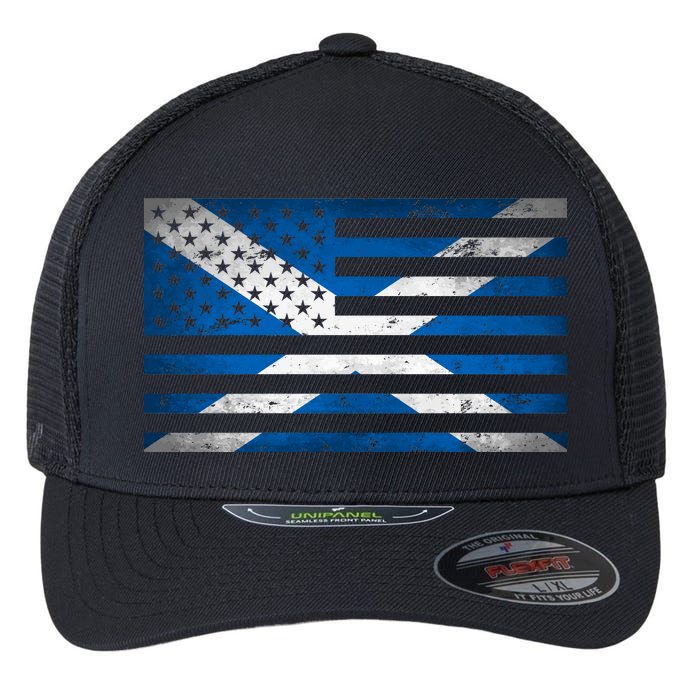 Scottish American Flag Flexfit Unipanel Trucker Cap