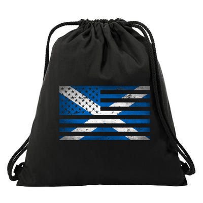 Scottish American Flag Drawstring Bag