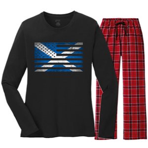 Scottish American Flag Women's Long Sleeve Flannel Pajama Set 