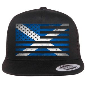 Scottish American Flag Flat Bill Trucker Hat