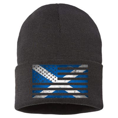 Scottish American Flag Sustainable Knit Beanie