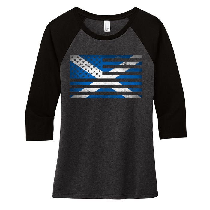 Scottish American Flag Women's Tri-Blend 3/4-Sleeve Raglan Shirt