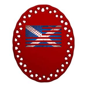 Scottish American Flag Ceramic Oval Ornament