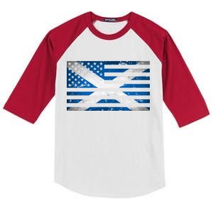 Scottish American Flag Kids Colorblock Raglan Jersey