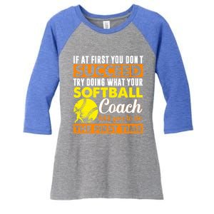 Softball Coach Pitcher Trainer Bat Ball Softball Lover Cute Gift Women's Tri-Blend 3/4-Sleeve Raglan Shirt