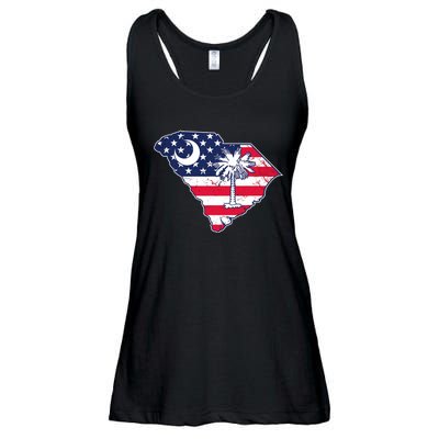 South Carolina Palmetto American Flag Patriotic Vintage Ladies Essential Flowy Tank