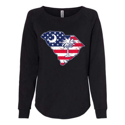 South Carolina Palmetto American Flag Patriotic Vintage Womens California Wash Sweatshirt