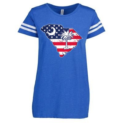 South Carolina Palmetto American Flag Patriotic Vintage Enza Ladies Jersey Football T-Shirt