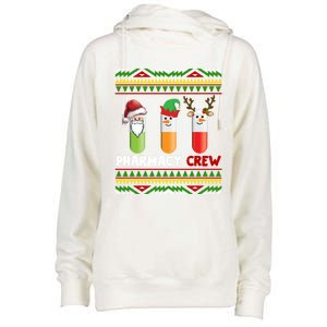 Santa Claus Pharmacy Crew Christmas Pills Snow Reindeer Gift Womens Funnel Neck Pullover Hood