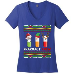 Santa Claus Pharmacy Crew Christmas Pills Snow Reindeer Gift Women's V-Neck T-Shirt