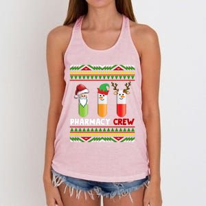 Santa Claus Pharmacy Crew Christmas Pills Snow Reindeer Gift Women's Knotted Racerback Tank