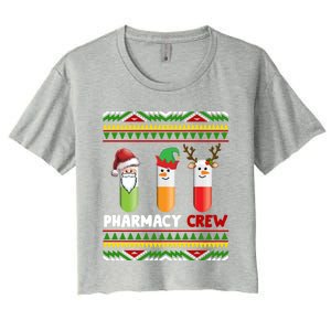 Santa Claus Pharmacy Crew Christmas Pills Snow Reindeer Gift Women's Crop Top Tee