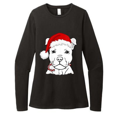 S Christmas Puppy With Santa Hat And Candy Cane Dog Lovers Vneck Womens CVC Long Sleeve Shirt