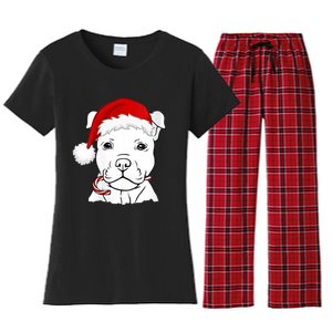 S Christmas Puppy With Santa Hat And Candy Cane Dog Lovers Vneck Women's Flannel Pajama Set