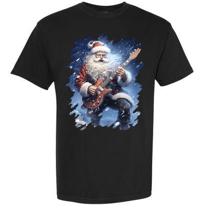 Santa Claus Playing Guitar Garment-Dyed Heavyweight T-Shirt