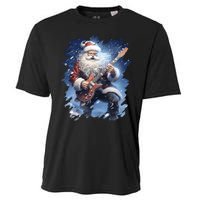 Santa Claus Playing Guitar Cooling Performance Crew T-Shirt