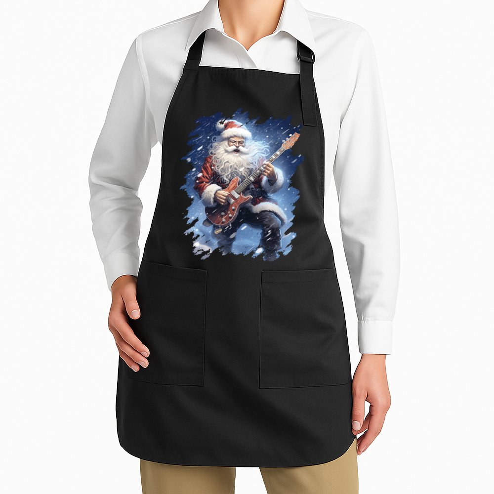 Santa Claus Playing Guitar Apron